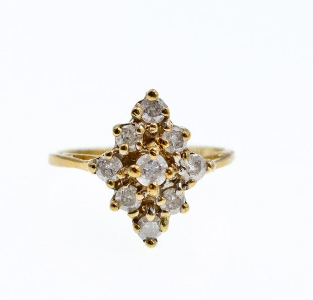 10K Yellow Gold White Sapphire Ring Size 5.5